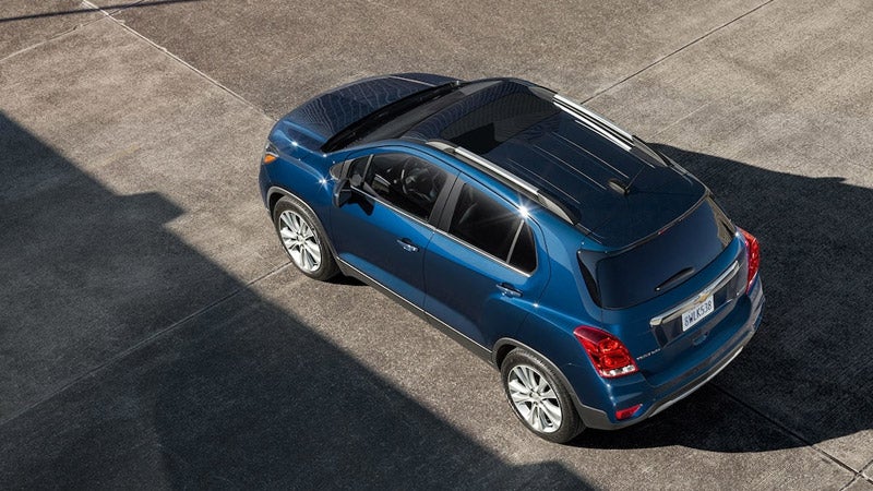 Top view of a 2019 Chevrolet Trax parked on the road